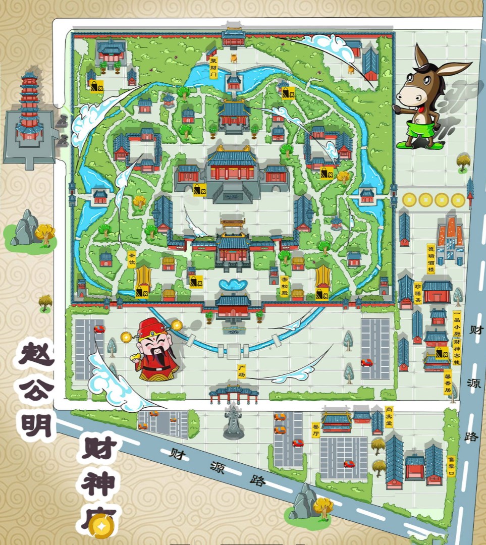 鹿寨寺庙类手绘地图